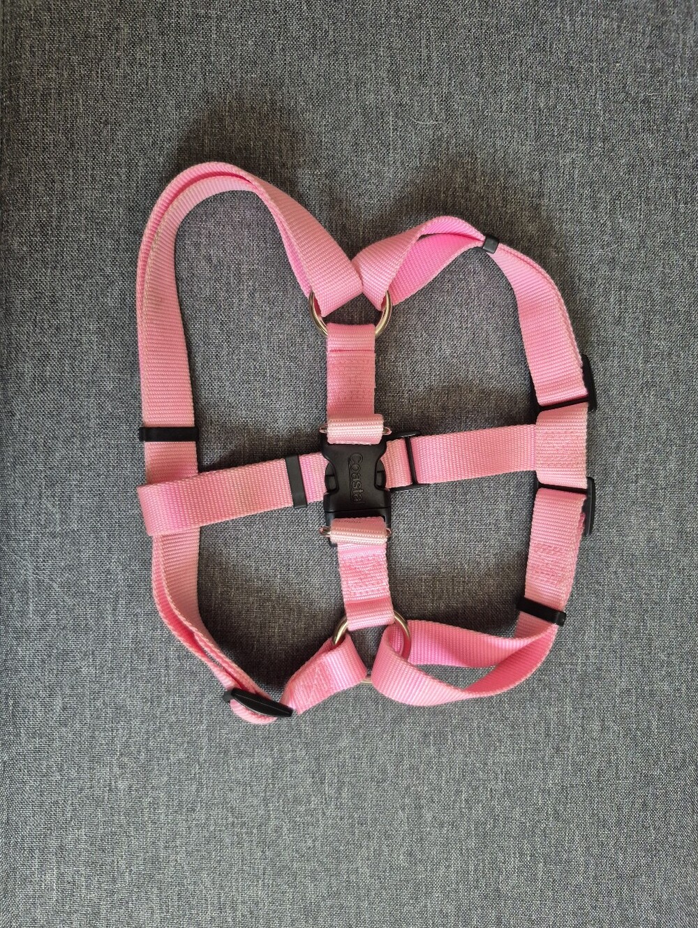Adjustable Large Pink Dog Harness with Metal D-Ring
